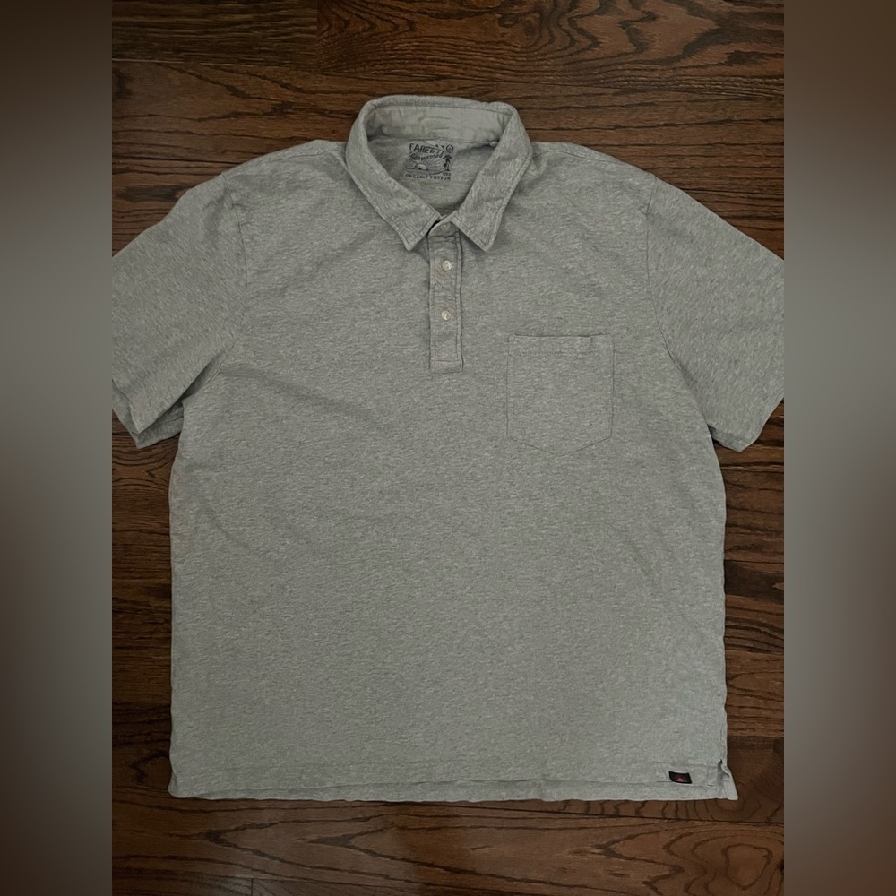 Men’s Faherty Heather Gray Polo Shirt In Organic Cotton.  Size XXL.